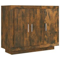 Berkfield Home Sideboard Smoked Oak 92x35x75 cm Engineered Wood in Brown - Size: 92 x 35 x 75 cm - thumbnail 2