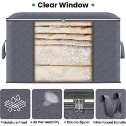 KORVIXA 6 Pack Foldable 90L Storage Bags in Grey - thumbnail 4