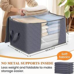 KORVIXA 6 Pack Foldable 90L Storage Bags in Grey - thumbnail 2