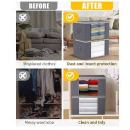 KORVIXA 6 Pack Foldable 90L Storage Bags in Grey - thumbnail 3
