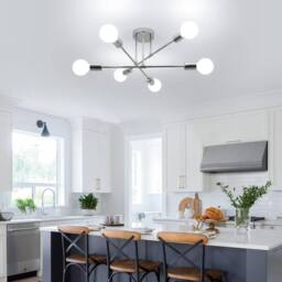 COMELY 6 Heads Adjustable Vintage Ceiling Lights, Industrial Chandelier in Silver - thumbnail 4