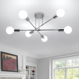 COMELY 6 Heads Adjustable Vintage Ceiling Lights, Industrial Chandelier in Silver - thumbnail 1
