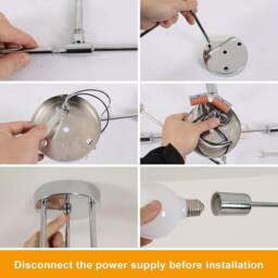 COMELY 6 Heads Adjustable Vintage Ceiling Lights, Industrial Chandelier in Silver - thumbnail 8