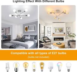 COMELY 6 Heads Adjustable Vintage Ceiling Lights, Industrial Chandelier in Silver - thumbnail 7