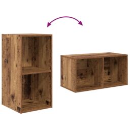 Berkfield Home Wall TV Cabinet 2 pcs Old wood 37 x 37 x 72 cm Engineered wood in Brown - thumbnail 8