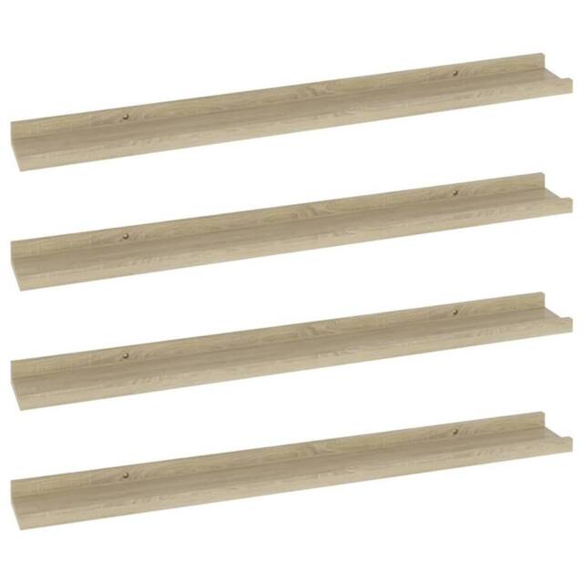 Berkfield Home Wall Shelves 4 pcs Sonoma Oak 80x9x3 cm in Light Brown - Size: 80 x 9 x 3 cm - image 1