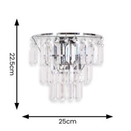 ValueLights Kelsks Chrome with Droplets Chandelier Style Flush Wall Light & Bulb in Silver - thumbnail 9