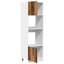Berkfield Home Microwave Cabinet Lyon Old Wood 60x57x207 cm Engineered Wood in Brown - Size: 60 x 57 x 207 cm - thumbnail 5