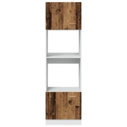 Berkfield Home Microwave Cabinet Lyon Old Wood 60x57x207 cm Engineered Wood in Brown - Size: 60 x 57 x 207 cm - thumbnail 6