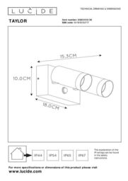 Lucide 'TAYLOR' Dimmable Rotatable Stylish Outdoor Wall Spotlight 2xGU10 in Black - thumbnail 6