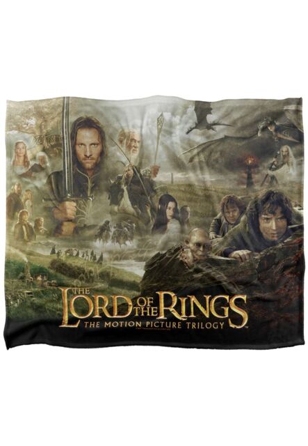 Lord of the Rings The Blanket, 152x127 cm Trilogy Poster Silky Touch Super Soft Throw Blanket in White - image 1
