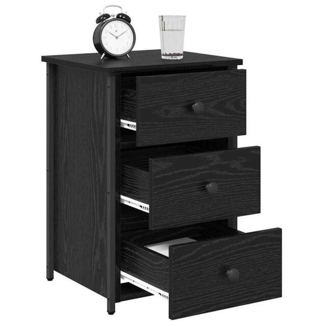 Berkfield Home Classic Black Oak Nightstand Black Oak MDF, Metal Compact - image 1
