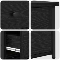 Berkfield Home Classic Black Oak Nightstand Black Oak MDF, Metal Compact - thumbnail 9