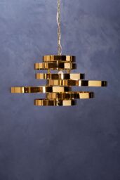 Orsina 5 Bulb Gold Finish Pendant Lamp, Cascading Luxe-Inspired Lighting For Dining Room Or Living Room - thumbnail 3