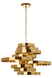 Orsina 5 Bulb Gold Finish Pendant Lamp, Cascading Luxe-Inspired Lighting For Dining Room Or Living Room - thumbnail 5