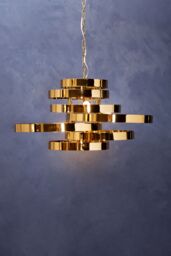 Orsina 5 Bulb Gold Finish Pendant Lamp, Cascading Luxe-Inspired Lighting For Dining Room Or Living Room - thumbnail 2