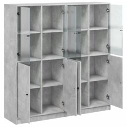 Berkfield Home Bookcase with Doors Concrete Grey 136x37x142 cm Engineered Wood - Size: 136 x 37 x 142 cm - thumbnail 6