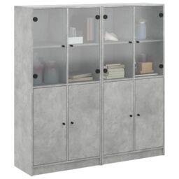 Berkfield Home Bookcase with Doors Concrete Grey 136x37x142 cm Engineered Wood - Size: 136 x 37 x 142 cm - thumbnail 4