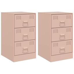 Berkfield Home Bedside Cabinets 2 pcs Pink 34.5x39x62 cm Steel - thumbnail 2