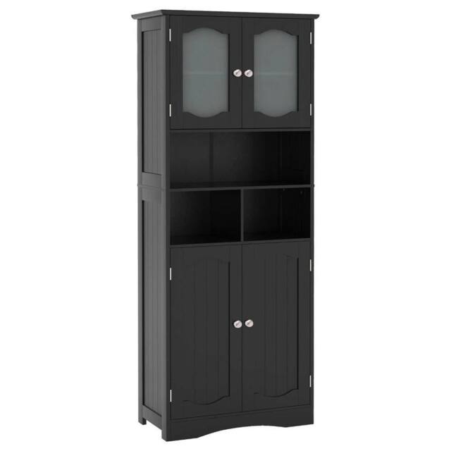 Kelvenix 148cm Tall Bathroom Cabinet Freestanding in Black - image 1