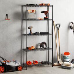 VonHaus 5 Tier Metal Wire Shelving Unit in Black - thumbnail 6