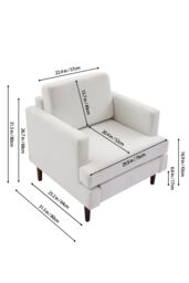 Living and Home Mid-Century Single Sofa Armchair in Beige - thumbnail 2