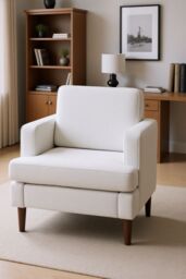 Living and Home Mid-Century Single Sofa Armchair in Beige - thumbnail 1