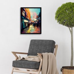 "Artery8 Wall Art Print Carnaby Street London Bright Acrylic Painting Art Framed in Black - Size: W12"" x H16""" - thumbnail 2