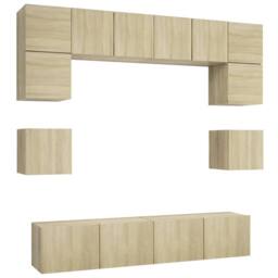 Berkfield Home 8 Piece TV Cabinet Set Sonoma Oak Engineered Wood in Brown - thumbnail 1