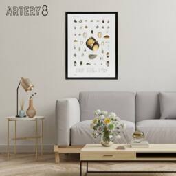 "Artery8 Sea snail varieties set Augustus Gould Framed Canvas Wall Art Print in White - Size: W12"" x H16""" - thumbnail 3