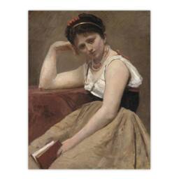 "Artery8 Camille Corot Interrupted Reading Woman Portrait Wall Art Print in Brown - Size: W12"" x H16""" - thumbnail 1