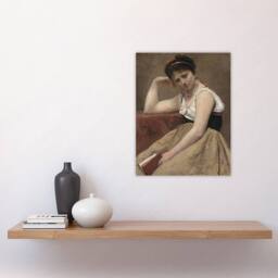 "Artery8 Camille Corot Interrupted Reading Woman Portrait Wall Art Print in Brown - Size: W12"" x H16""" - thumbnail 4