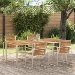 Berkfield Home Outdoor Dining Table 200x90x74.5 cm Solid Wood Teak in Brown - thumbnail 1