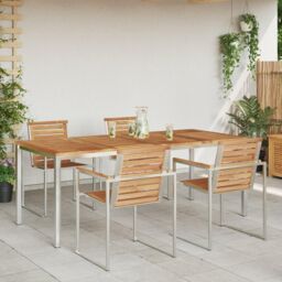 Berkfield Home Outdoor Dining Table 200x90x74.5 cm Solid Wood Teak in Brown - thumbnail 4