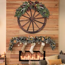 Costway Set of 2 Decorative Wooden Wheels Garden Decoration in Brown - thumbnail 3