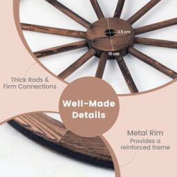 Costway Set of 2 Decorative Wooden Wheels Garden Decoration in Brown - thumbnail 6
