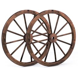 Costway Set of 2 Decorative Wooden Wheels Garden Decoration in Brown - thumbnail 8