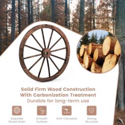 Costway Set of 2 Decorative Wooden Wheels Garden Decoration in Brown - thumbnail 7