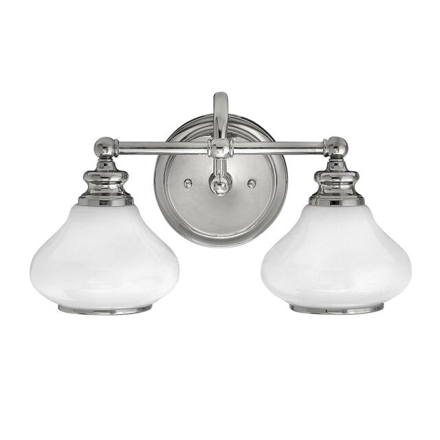 Loops IP44 Twin Wall Light Cased Opal Glass Shades Polished Chrome LED G9 3.5W in Clear