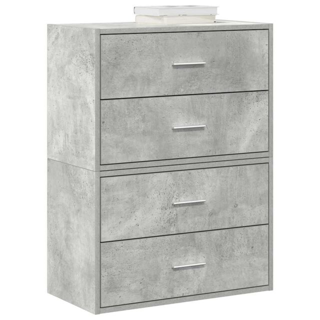 Berkfield Home Cabinets with 2 Drawers 2 pcs Concrete Grey 60x31x40 cm Engineered Wood - Size: 60 x 31 x 40 cm - image 1