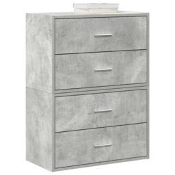 Berkfield Home Cabinets with 2 Drawers 2 pcs Concrete Grey 60x31x40 cm Engineered Wood - Size: 60 x 31 x 40 cm - thumbnail 1