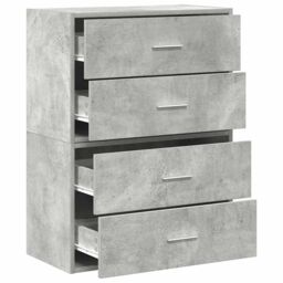 Berkfield Home Cabinets with 2 Drawers 2 pcs Concrete Grey 60x31x40 cm Engineered Wood - Size: 60 x 31 x 40 cm - thumbnail 5
