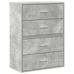Berkfield Home Cabinets with 2 Drawers 2 pcs Concrete Grey 60x31x40 cm Engineered Wood - Size: 60 x 31 x 40 cm - thumbnail 2