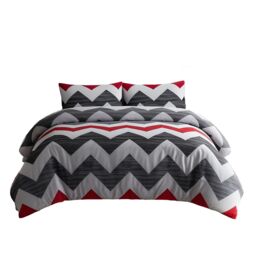Snug City Duvet Cover & Pillowcase Set Zig Zag Reversible Design Bed Linen in Grey - Size: Super King - thumbnail 2