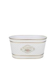 KDMD White Flowers Badge Oval Zinc Planter - thumbnail 1