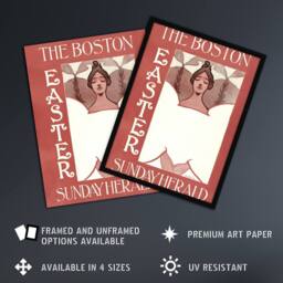 "Artery8 Herald Easter Cover Art Nouveau Vintage Wall Art Print Ethel Reed in Red - Size: W12"" x H16""" - thumbnail 2