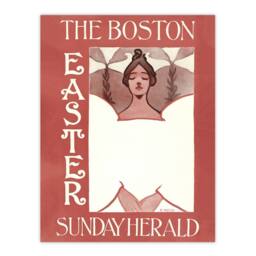"Artery8 Herald Easter Cover Art Nouveau Vintage Wall Art Print Ethel Reed in Red - Size: W12"" x H16""" - thumbnail 1