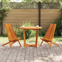 Berkfield Home Folding Garden Chairs 2 pcs Solid Wood Acacia in Brown - thumbnail 1