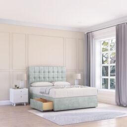 "Sloomy Alabama Divan Bed Base 4 Drawers & 26"" Struts Headboard in Silver - Size: Double" - thumbnail 1