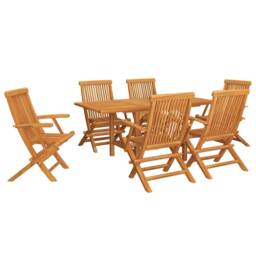 Berkfield Home Beautiful 7 Piece Garden Dining Set Solid Teak Wood in Brown - thumbnail 3